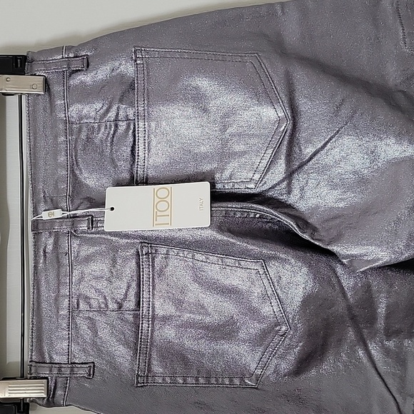 iToo Size S Silver Metallic Cargo Pants / Jeans, NEW with Tag! - Picture 6 of 16